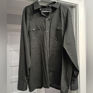 Corzini Pearl Snap Button Down Black Shirt for Men Size XXL USA